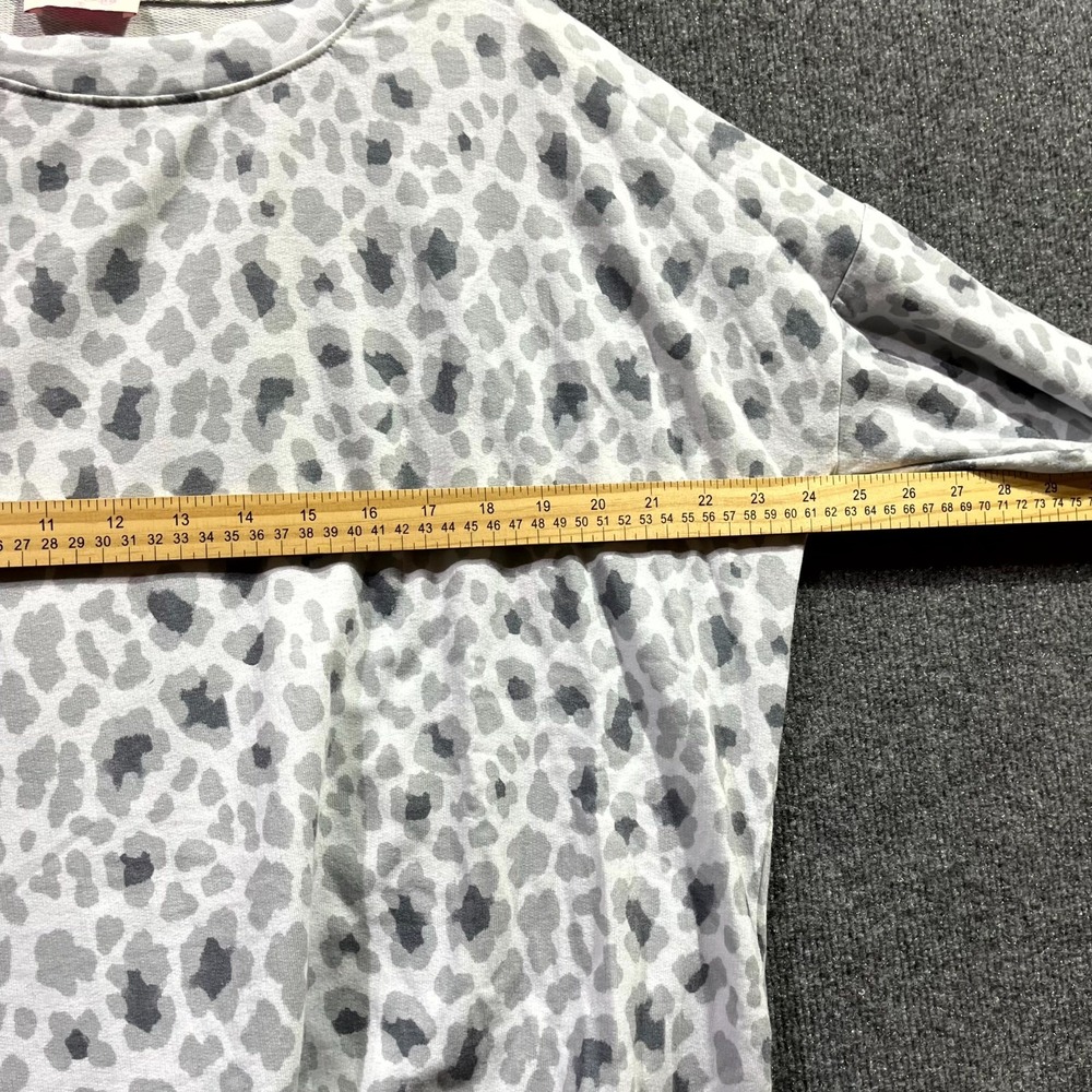 Pink Lily Sweatshirt Womens Small‎ Multicolor Leopard Print Stretch Side Slit - Picture 7 of 8